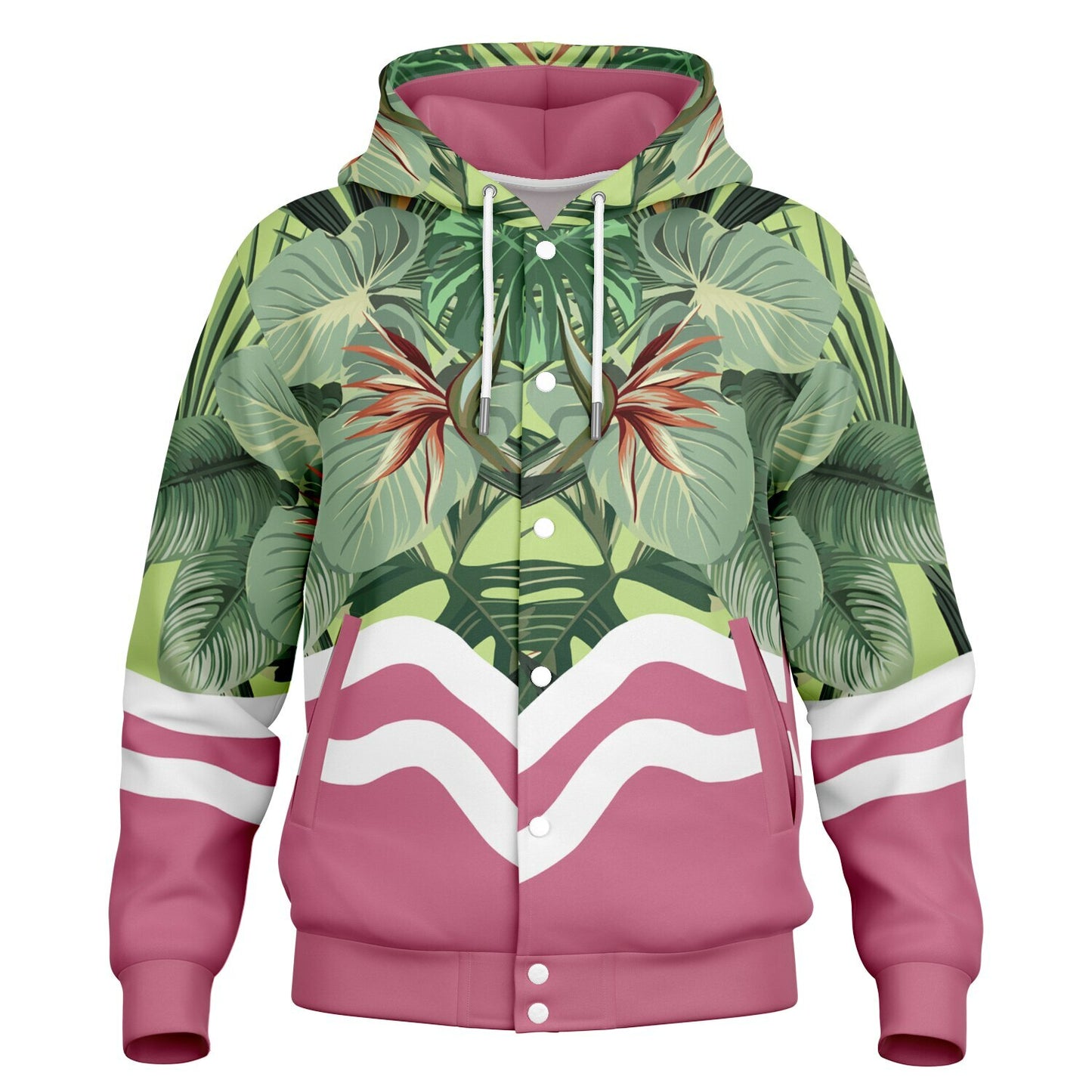 AUKUSO Pink You Up Baseball Hoodie Jacket | XS–4XL