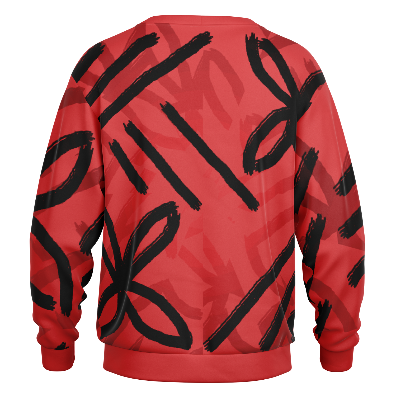 Back view of AUKUSO Red Island Cardigan, showcasing its oversized fit, heavyweight knit design, and durable material, ideal for warmth and stylish layering in cooler seasons.