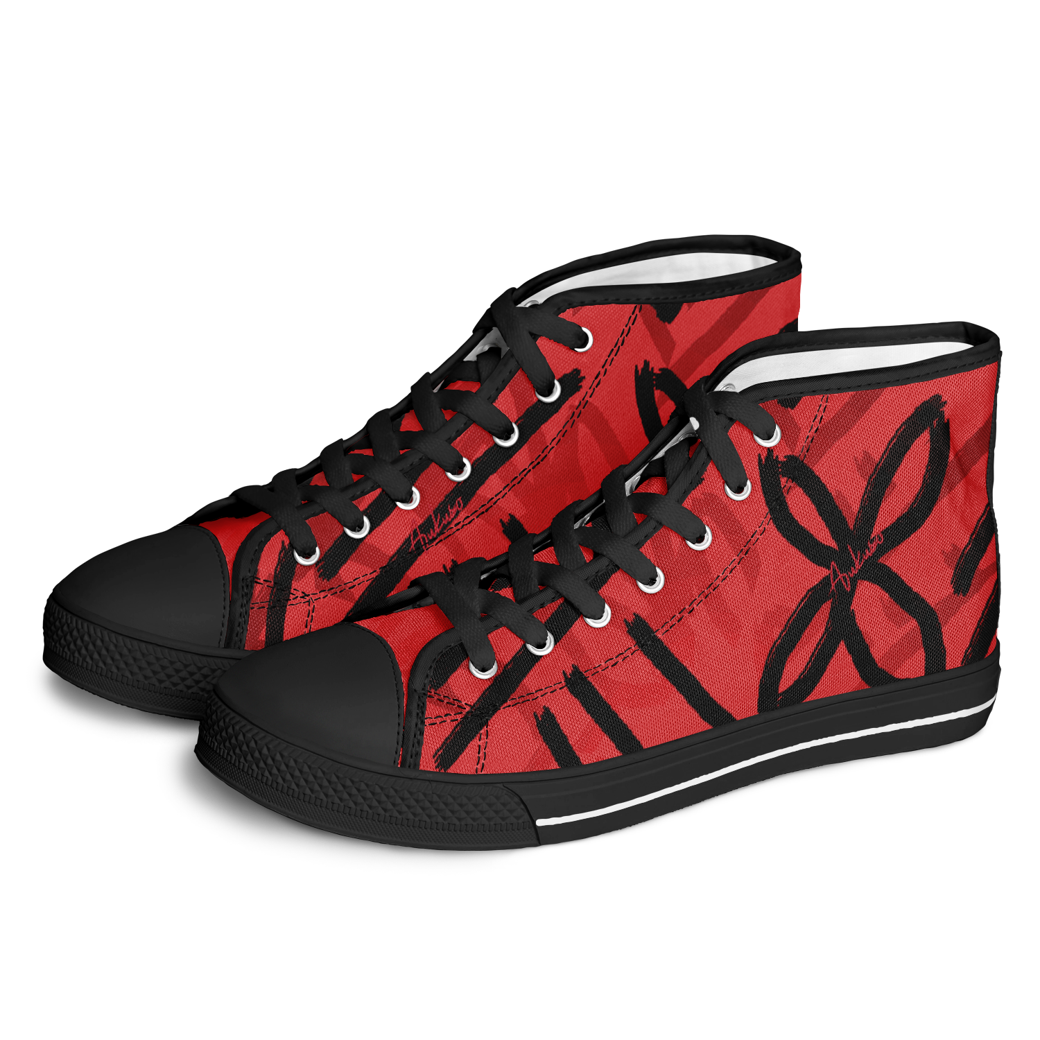 Front view of AUKUSO Red Island Urban Peak High Top Shoes, featuring a premium polyester canvas upper, sturdy rubber outsole, and a sleek urban design for all-day comfort and durability.