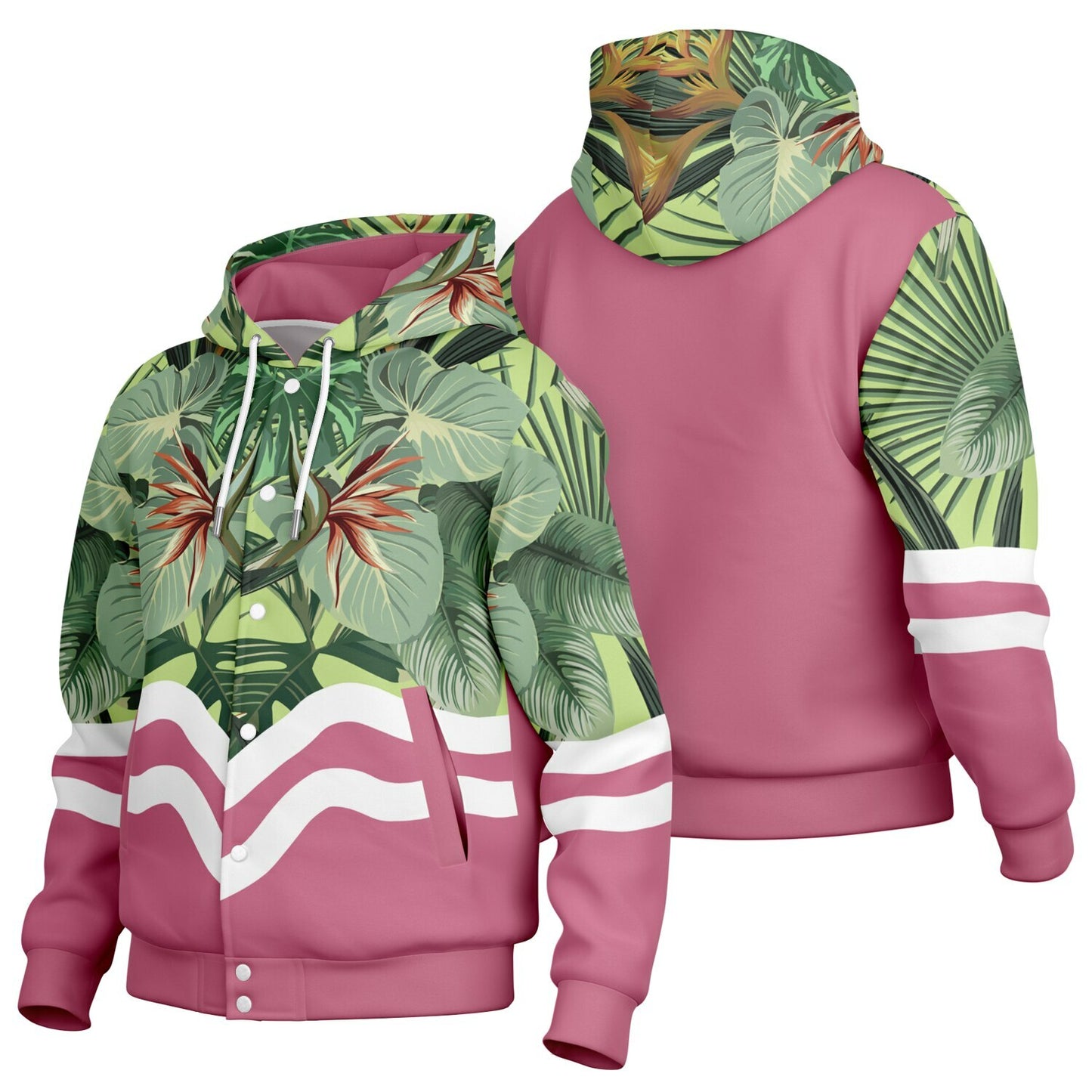 AUKUSO Pink You Up Baseball Hoodie Jacket | XS–4XL