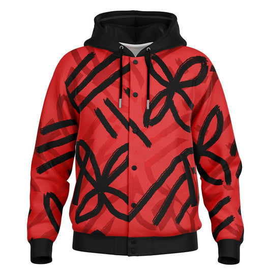 AUKUSO Red Island Baseball Hoodie Jacket – XS to 4XL
